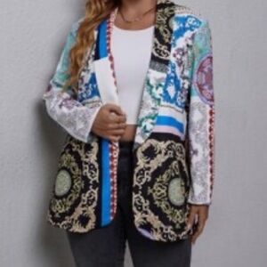Multicolor Scarf Print Blazer NWOT